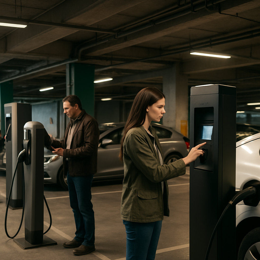 Tabela comparativa de modelos de receita para carregador EV em estacionamento com payback e ROI