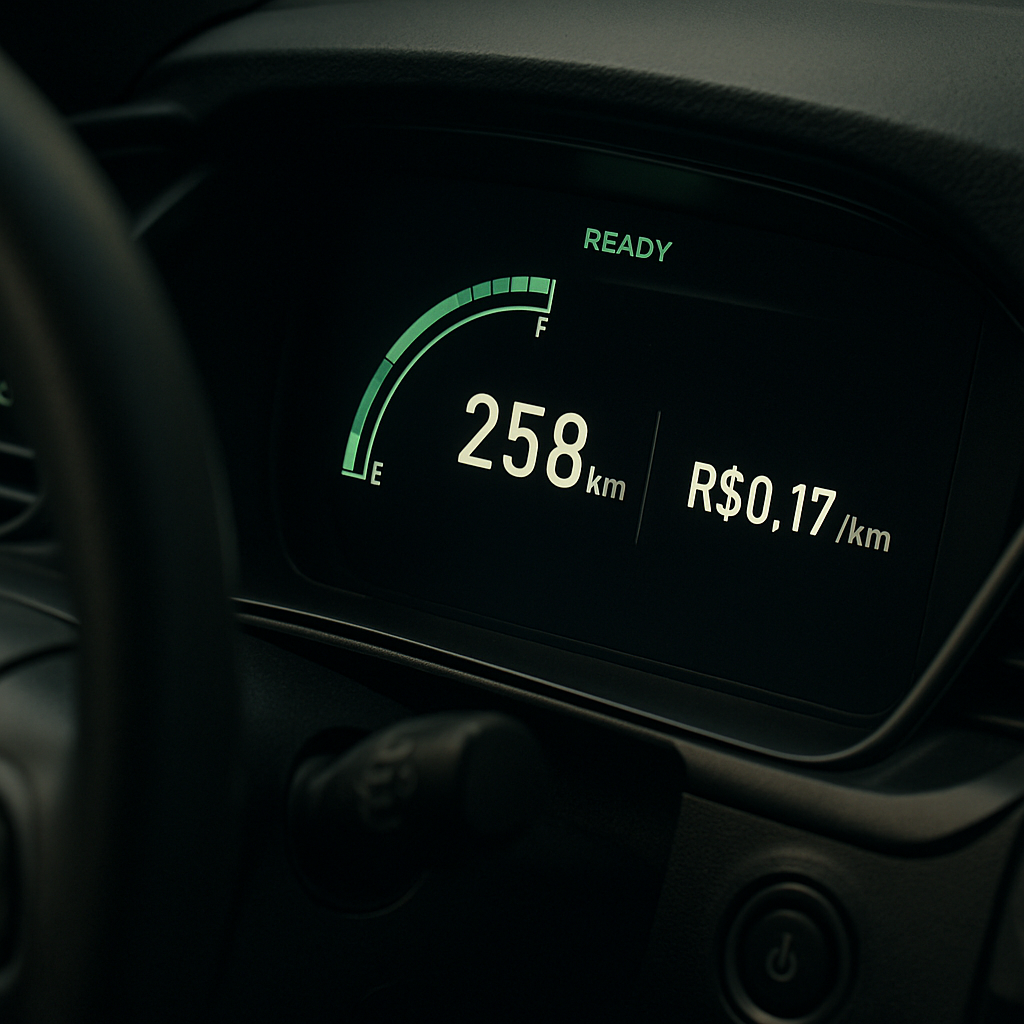 Tabela comparativa do custo benefício do carro elétrico versus carro a combustão para rodar 1.000 km no Brasil